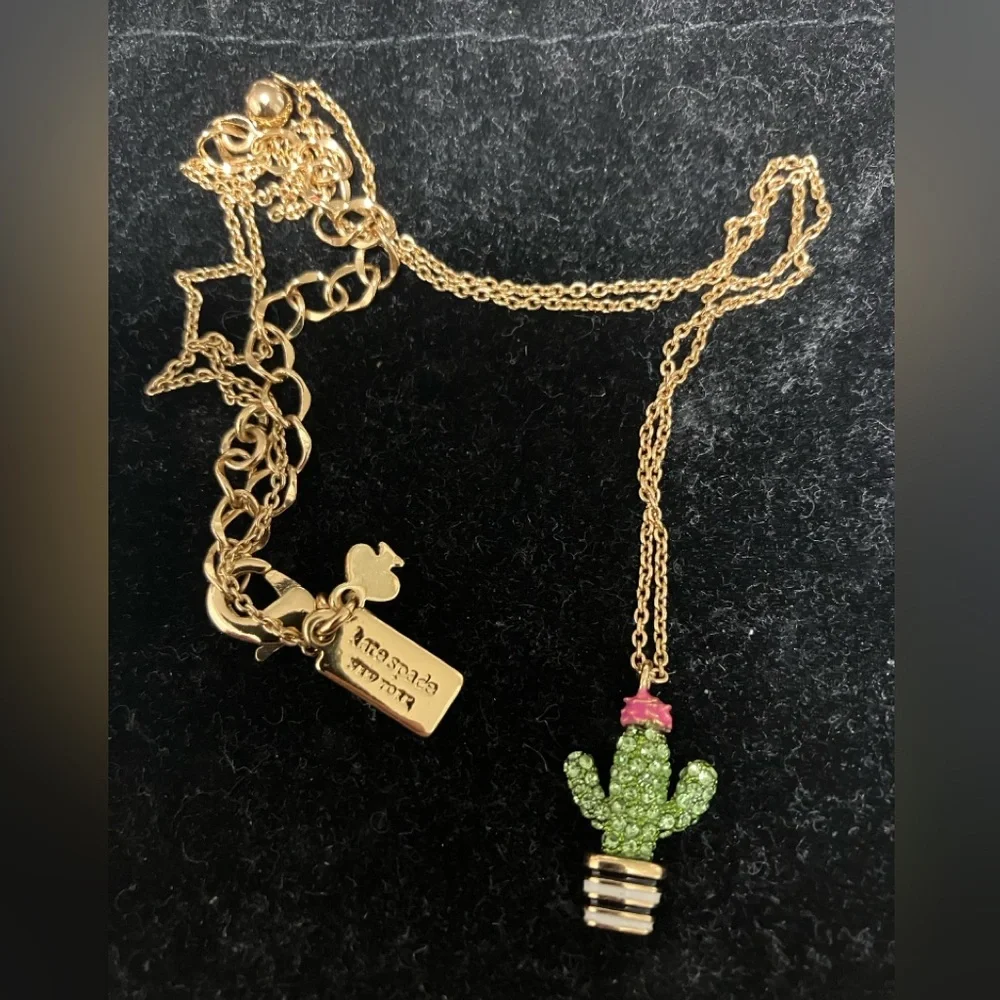 kate spade Gold and Green Cactus Necklace - Picture 1 of 2